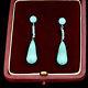Antique Vintage Deco Sterling Silver Chinese Persian Turquoise Glass Earrings