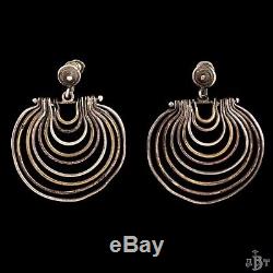 Antique Vintage Deco Sterling Silver Mid Century Modern Mexican Taxco Earrings