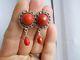 Antique/vintage Genuine Faceted Coral Large Earrings- Sterling- Exceptional