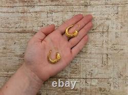Antique Vintage Nouveau Style Sterling Silver Gold Wash Etruscan Earrings 23.1g