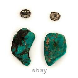 Antique Vintage Sterling Silver Native Navajo Royston Turquoise Earrings 3.7g