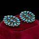 Antique Vintage Sterling Silver Native Zuni Style Taxco Turquoise Earrings 10.8g