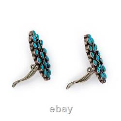 Antique Vintage Sterling Silver Native Zuni Style TAXCO Turquoise Earrings 10.8g