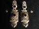 Antique Vintage Victorian Etruscan Revival Sterling Earrings With Red Gemstones