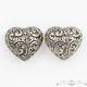 Antique Vintage Victorian Sterling Silver Puffy Repousse Heart Estate Earrings
