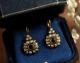 Antique Women Vintage Geometric Drop Dangle Earrings Style 1920s Blue Sapphire