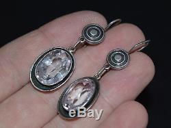 Antique vintage Russian Soviet Earrings Sterling SILVER 875 Genuine Rock Crystal