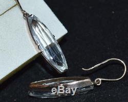Antique vintage Russian Soviet Earrings Sterling SILVER 875 Genuine Rock Crystal
