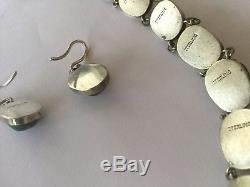 Antique vintage genuine natural Scarab Beetle Sterling Silver Necklace Earrings