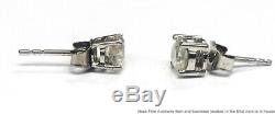 Approx 1.15ctw Genuine Diamond Sterling Silver Vintage Solitaire Stud Earrings