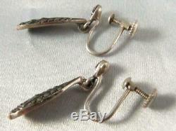 Art Deco Vintage 1940's Sterling Silver Marcasite Earrings #2
