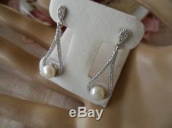 Art Deco Vintage Sterling Silver Earrings with genuine Pearls Pearl Ear Rings