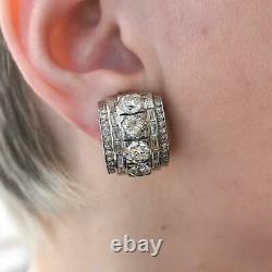 Art Deco Vintage Style Round & Baguette Cut 10.58CT Cubic Zirconia Stud Earrings