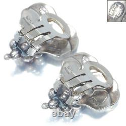 Auth Georg Jensen Vintage Earrings Carnelian 1996 925 Sterling Silver
