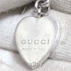 Auth Gucci Heart Sterling Silver 925 Pierced Earrings 1.1cm/0.45 Vintage Italy