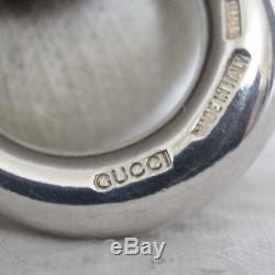 Auth Gucci Sterling Silver 925 Pierced Earrings 1.5cm/0.6 Vintage Italy in Box