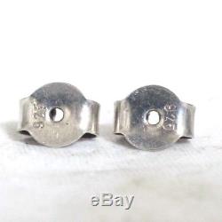 Auth Gucci Sterling Silver 925 Pierced Earrings 1.5cm/0.6 Vintage Italy in Box