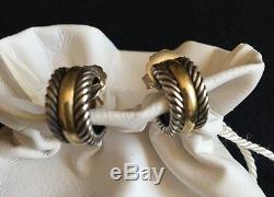 Authentic Vintage David Yurman 18kt/sterling huggie cable post earrings Withpouch