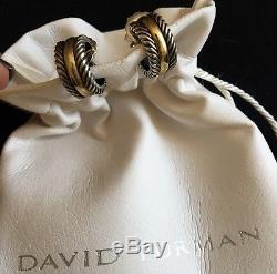 Authentic Vintage David Yurman 18kt/sterling huggie cable post earrings Withpouch