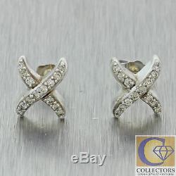 Authentic Vintage Estate David Yurman Sterling Silver. 30ctw Diamond X Earrings