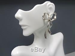 Authentic Vintage Tiffany & Co. Bow Ribbon Sterling Silver Earrings 2.25 Large