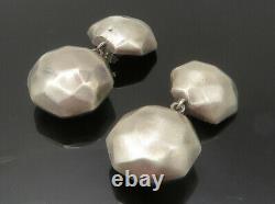 BARRA 925 Sterling Silver Vintage Hammered Non Pierce Dangle Earrings EG6478