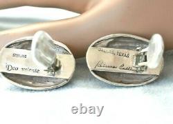 BIG Vintage REBECCA COLLINS Egyptian Scarab Sterling Silver DIO VOLENTE Earrings