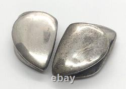 Bayanihan Signed Vintage Sterling Silver Earrings 925 Clip On Modernist Huge