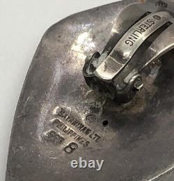 Bayanihan Signed Vintage Sterling Silver Earrings 925 Clip On Modernist Huge