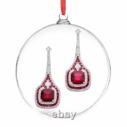 Beautiful Art Deco Dark Red 14.00CT Rubies With Shiny 2.50CT CZ Vintage Earrings
