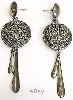 Beautiful Pair Of Vintage Sterling Silver Dangle Earrings