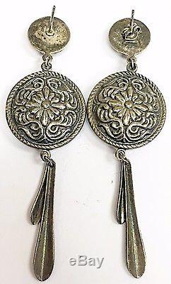 Beautiful Pair Of Vintage Sterling Silver Dangle Earrings