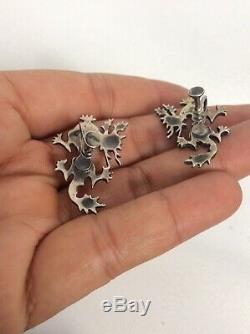 Beautiful Rare Vtg Mings Honolulu sterling Silver 925 Dragon Screw On earrings