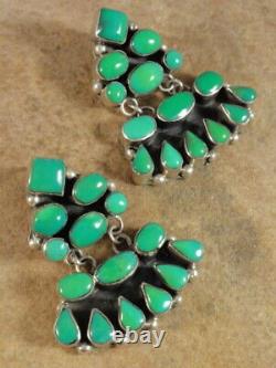 Beautiful Vintage Navajo Sterling Silver & Carico Lake Turquoise Earrings