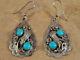 Beautiful Vintage Pawn Navajo Sterling Silver & Kingman Turquoise Earrings