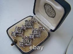 Beautiful Vintage Solid Sterling Silver Marcasite Pendant Dangle Earrings Rare