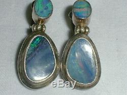 Beautiful Vintage Sterling Boulder Opal Dangle Earrings