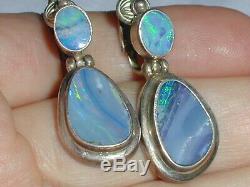 Beautiful Vintage Sterling Boulder Opal Dangle Earrings