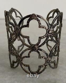 Beautiful Vintage Sterling Silver 925 Clover Cuff Bracelet Long Earrings Set