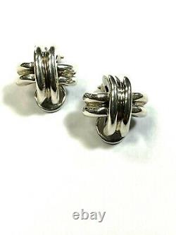 Beautiful Vintage Tiffany And Co. Sterling Silver X Earrings 15mm