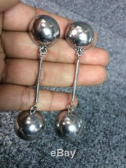 Beautiful Vtg Taxco Mexico sterling Silver 925 Ball Pierce earrings Modernist