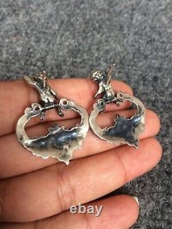Beautiful vintage Cini sterling silver 925 angel cherub Pierce earrings