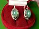 Big Vintage Ussr Sterling Silver 875 Womens Earrings Natural Stone Jade Nephrite