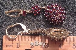 Bohemian Estate rose cut garnet Vintage dangle tier earrings gold over sterling