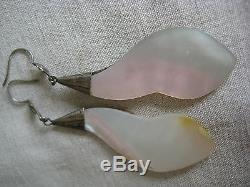 Bold Estate Vintage Sterling Silver Abalone Earrings Hand Made Art Nouveau Style