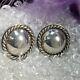 Button 7/8 Round Vintage Sterling Silver 0.925 Rope Work Screw Backs Earrings