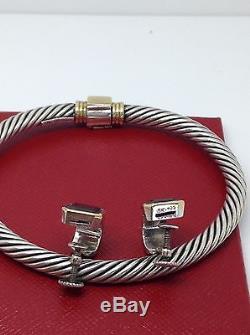 CARTIER VINTAGE GARNET BANGLE 18K&Sterling Silver Signed With Matching Earrings