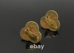 CHINESE 925 Silver Vintage Carnelian & Enamel Non Pierce Earrings EG11086