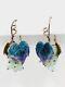 Colorful Vintage China Enamel & Sterling Silver Jadeite Grapes Dangle Earrings