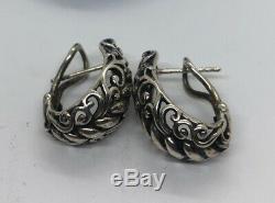 Carolyn Pollack Cp Signed Hoops Vintage Sterling Silver Earrings 925 Omega